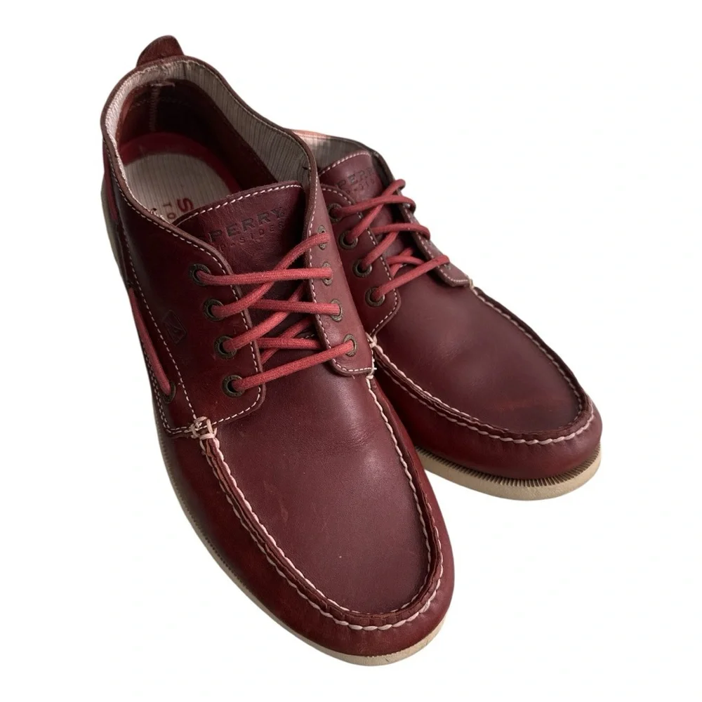 Sperry Oxblood Leather Boat Shoes Men’s 12 Top-Sider Deck Moc Toe Nautical